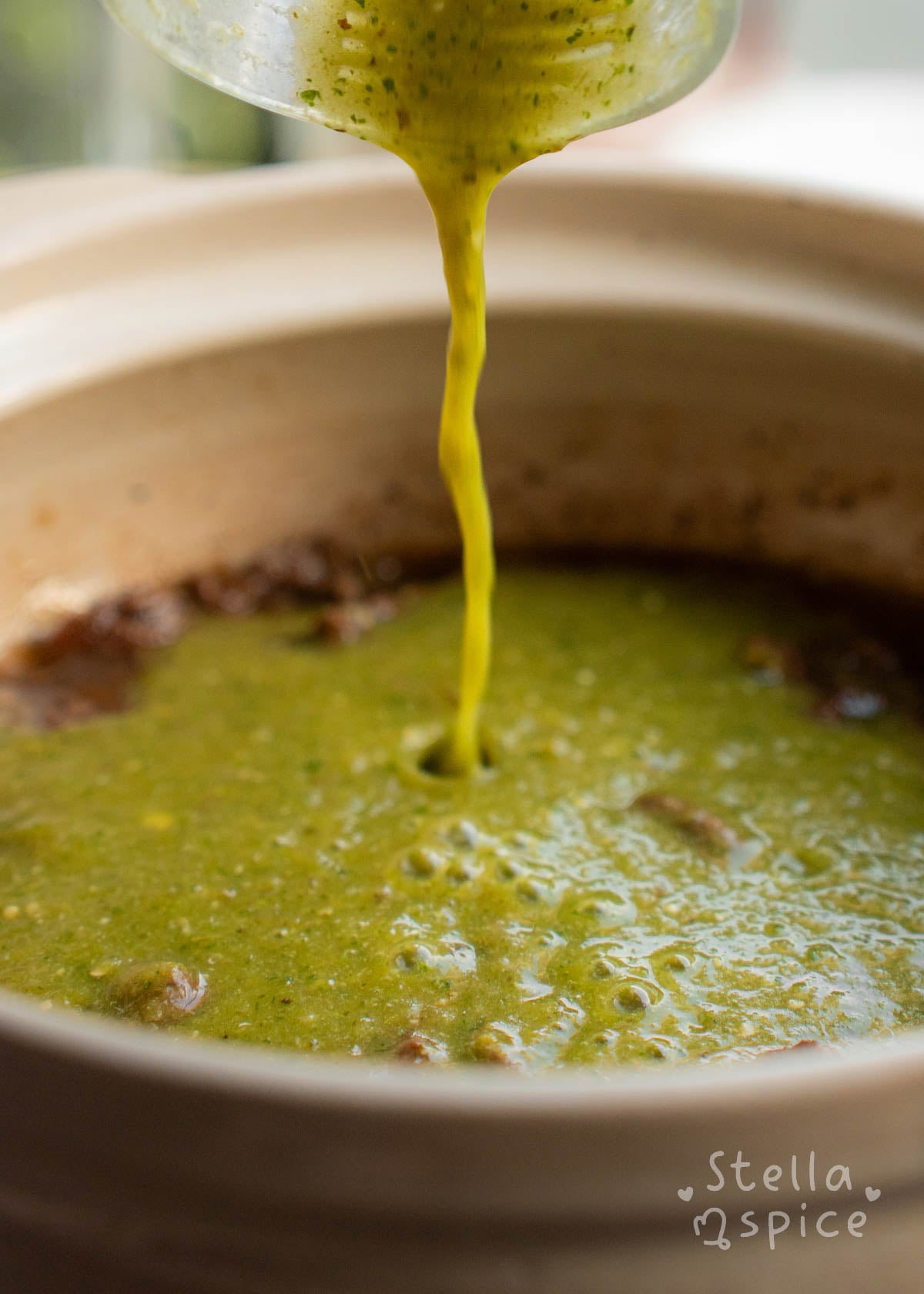 salsa verde added to beef