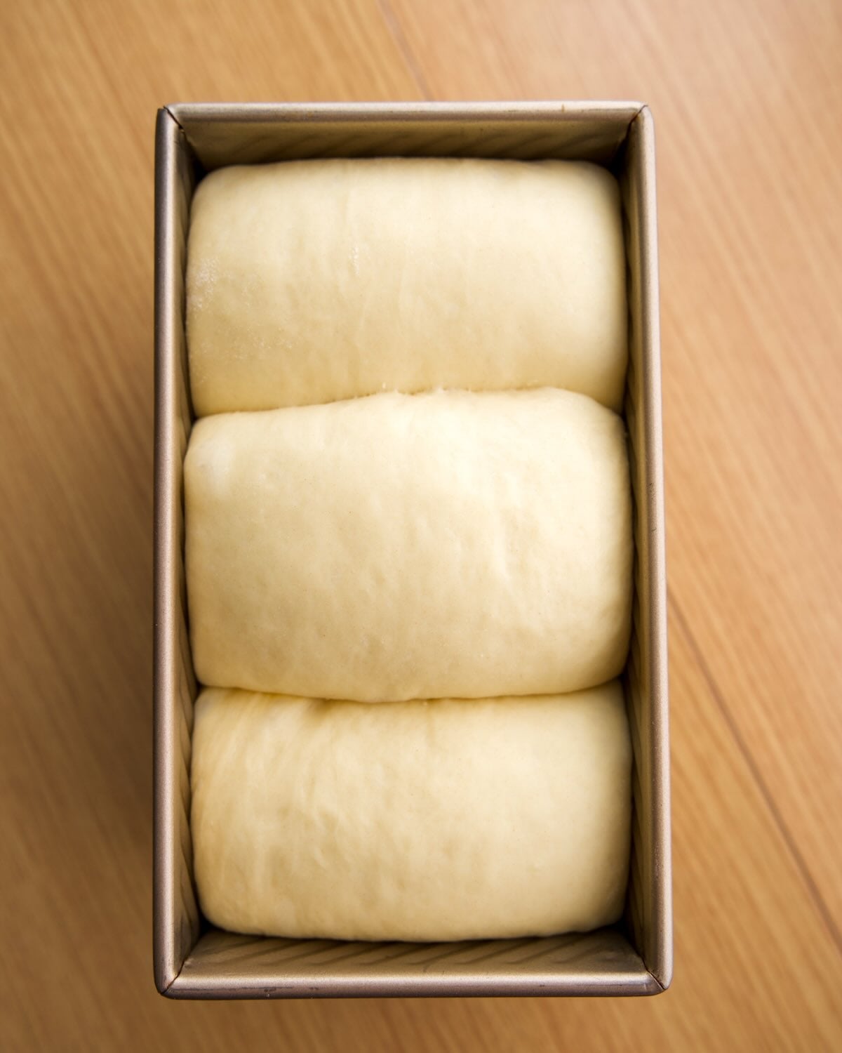 dough has risen to the top of pullman loaf pan