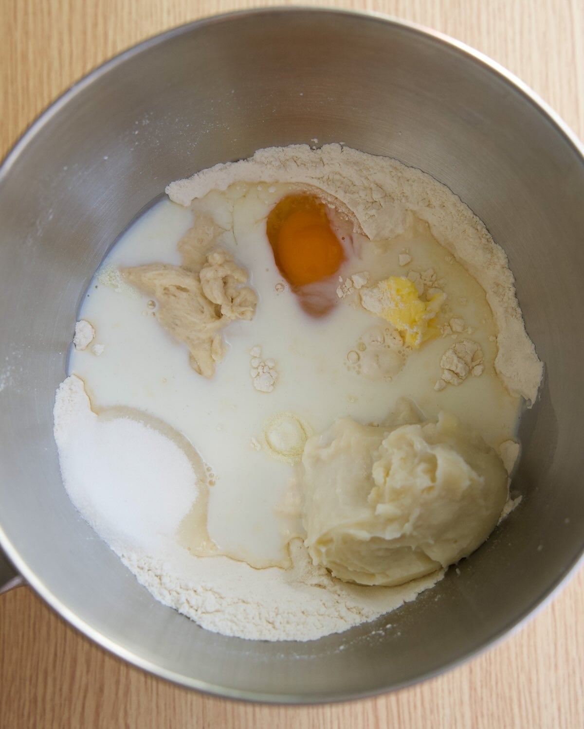 all ingredients added to mixing bowl