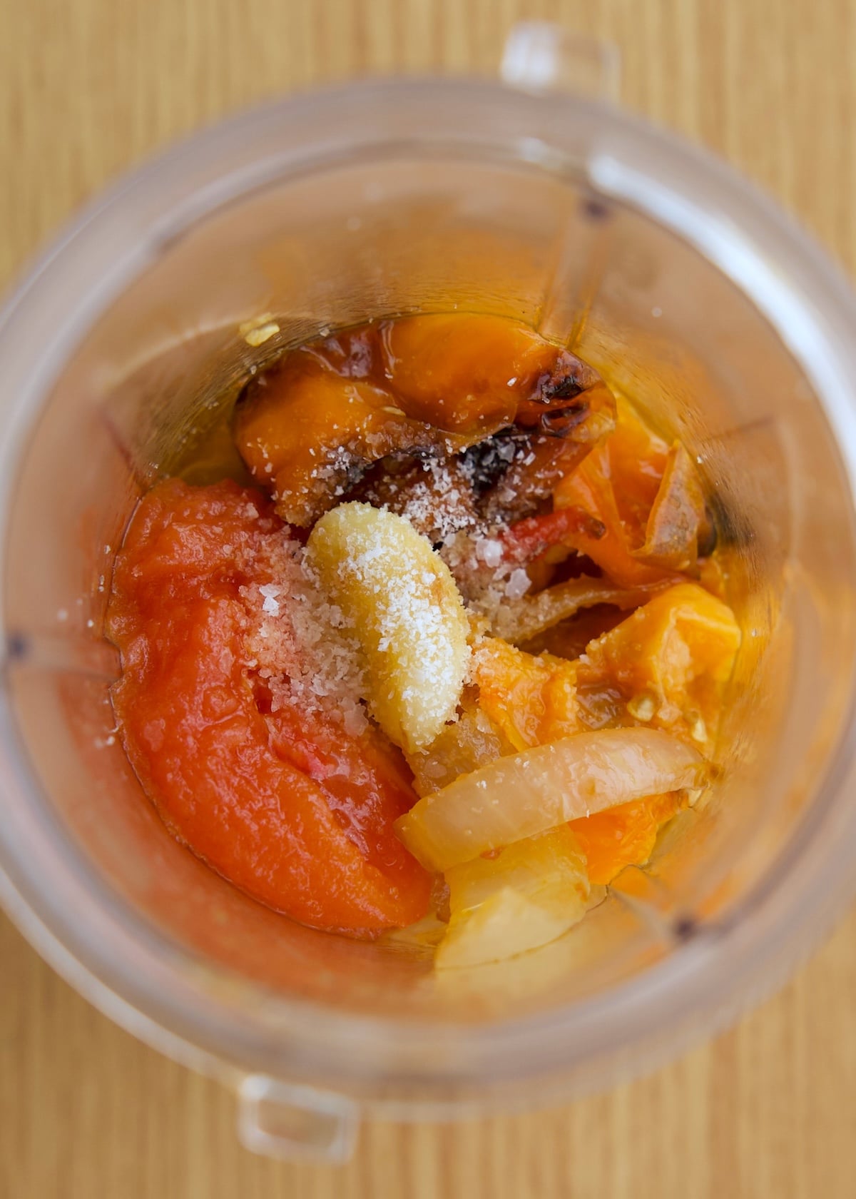 softened ingredients added to blender